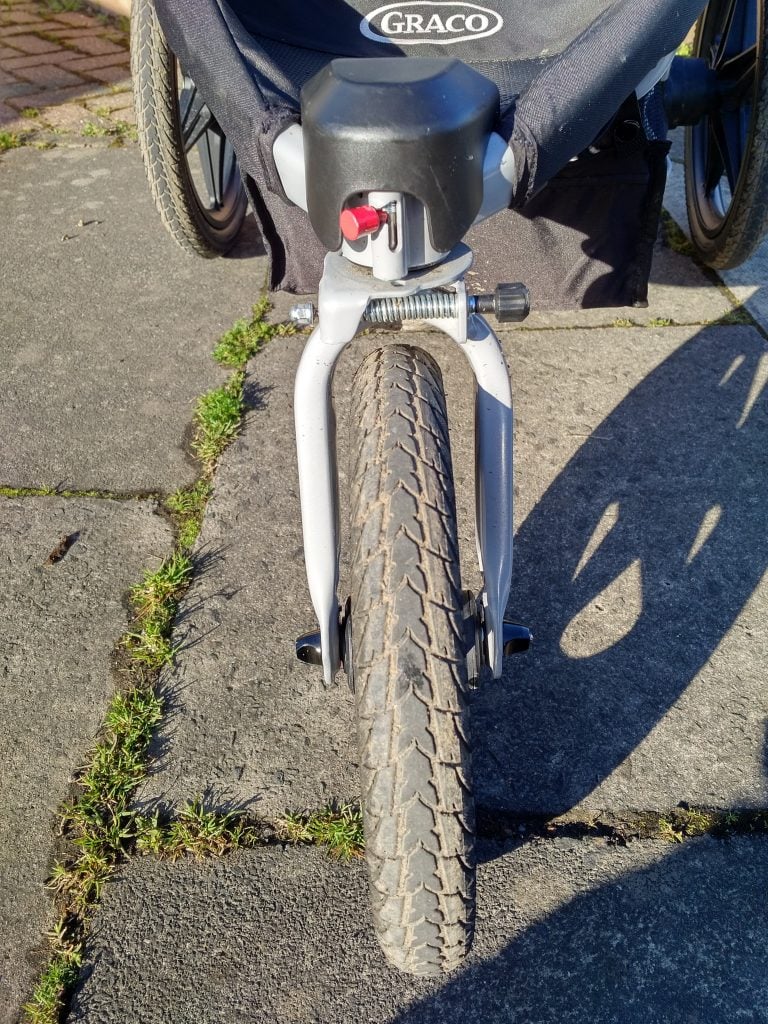 Graco Relay front wheel locked in fixed position for running